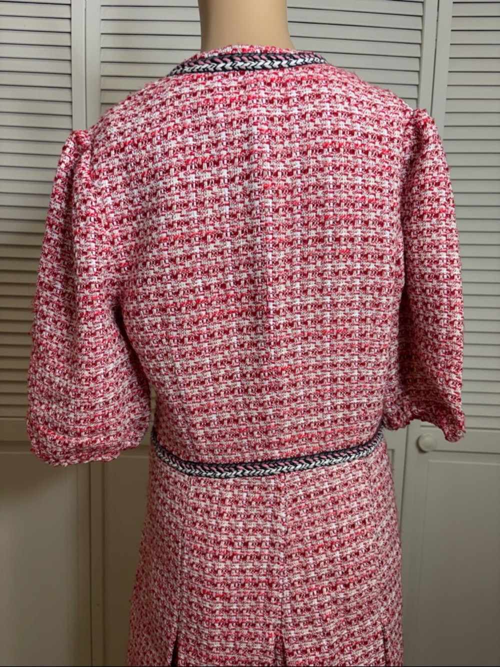 NWT Maje Renetia Tweed Puff-sleeve Minidress in Pink Large - Picture 8 of 16